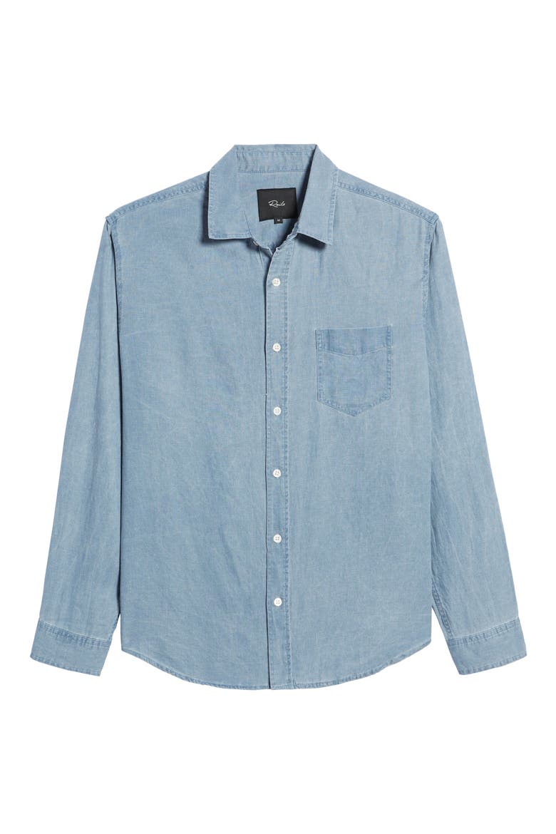 Mykonos Linen Blend Button-Up Shirt, Alternate, color, AEGEAN