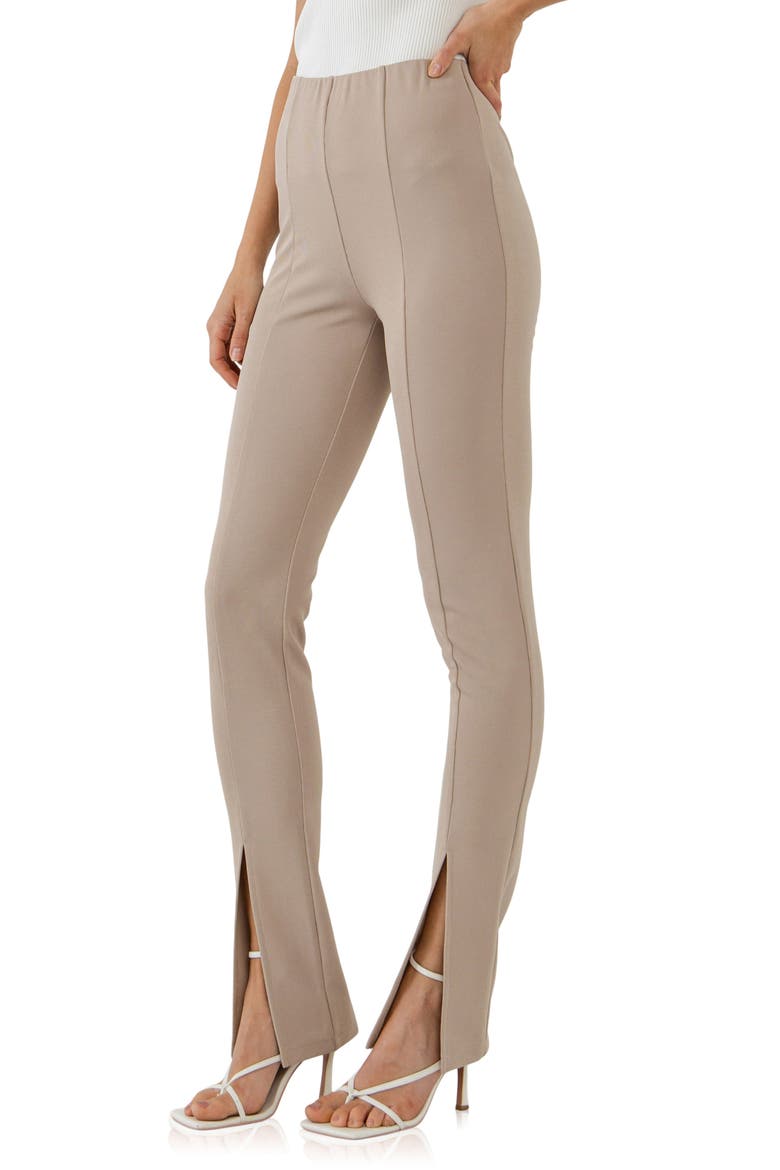 Front Slit Flared Pants, Alternate, color, TAUPE