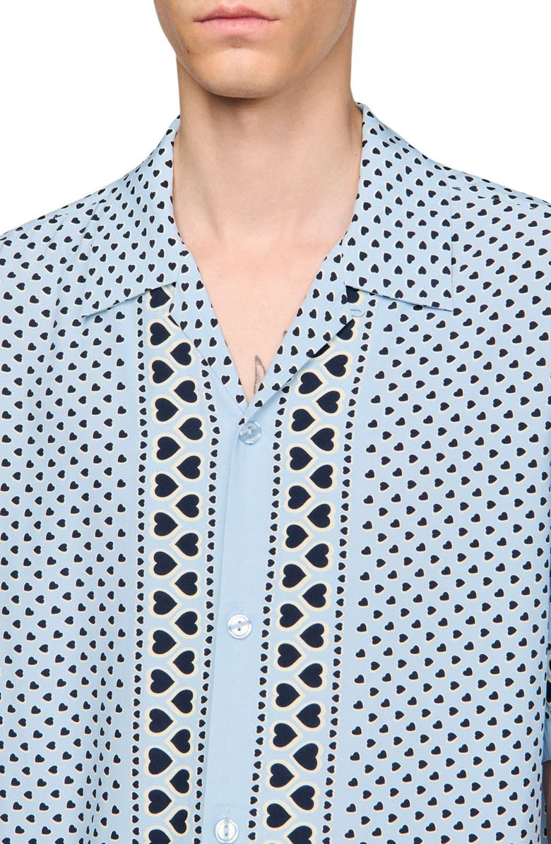 SANDRO Heart motif flowing shirt, Alternate, color, Sky Blue