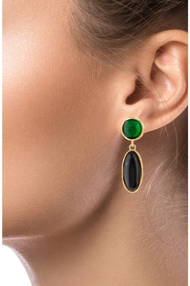 Organic Sculpted Cabochon Drop Earrings, Alternate, color, MULTI/ GOLD
