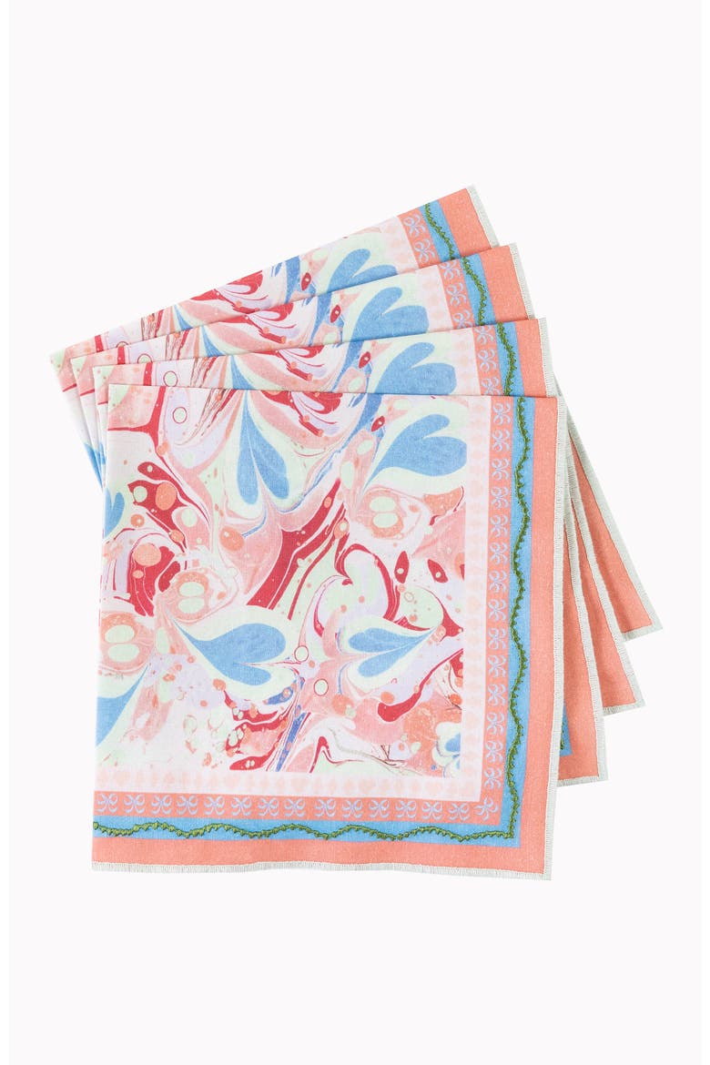 Alice Marble Dinner Napkins - Set of Four, Alternate, color, Coral