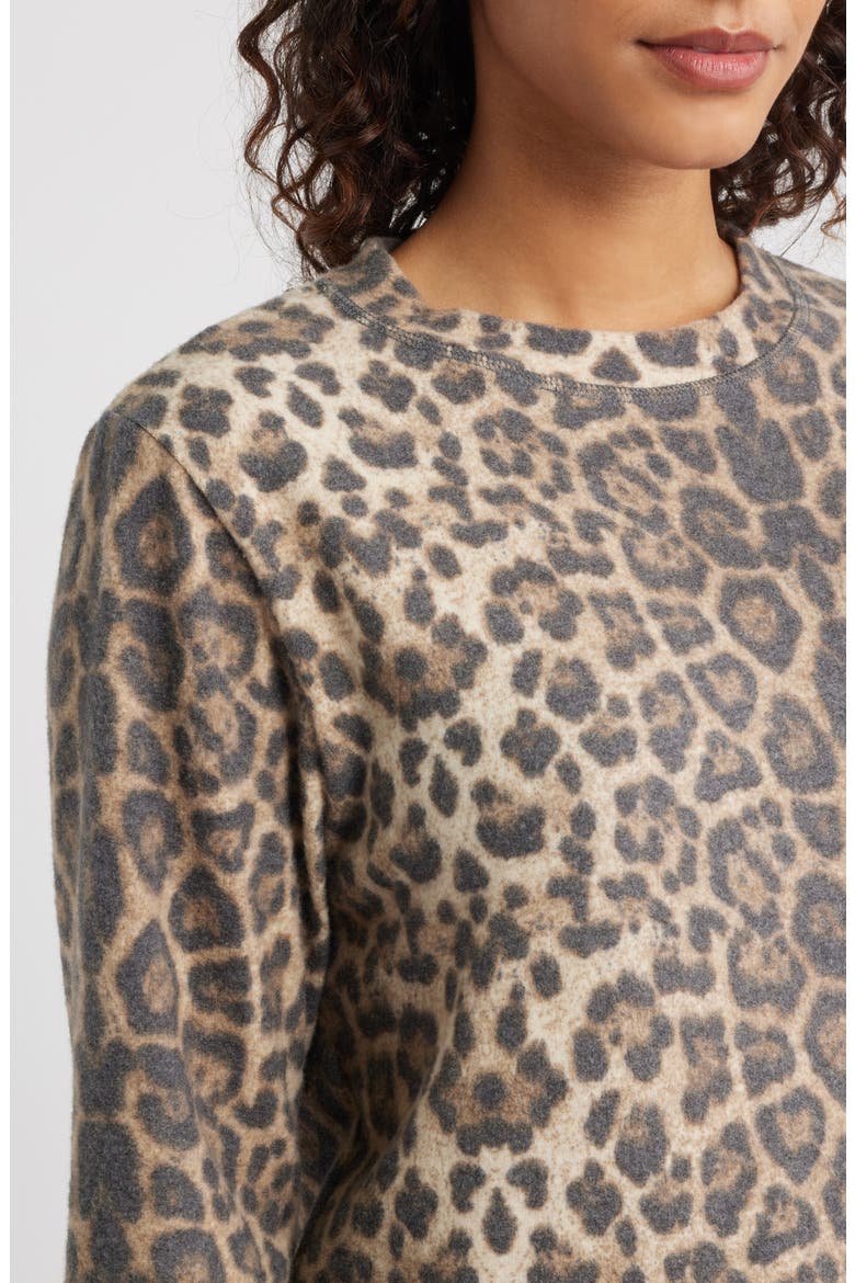 Crewneck Brushed Jersey Sweater, Alternate, color, BROWN