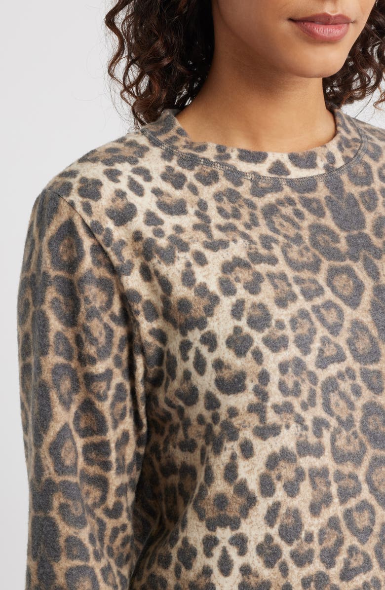 Loveappella Crewneck Brushed Jersey Sweater, Alternate, color, Brown