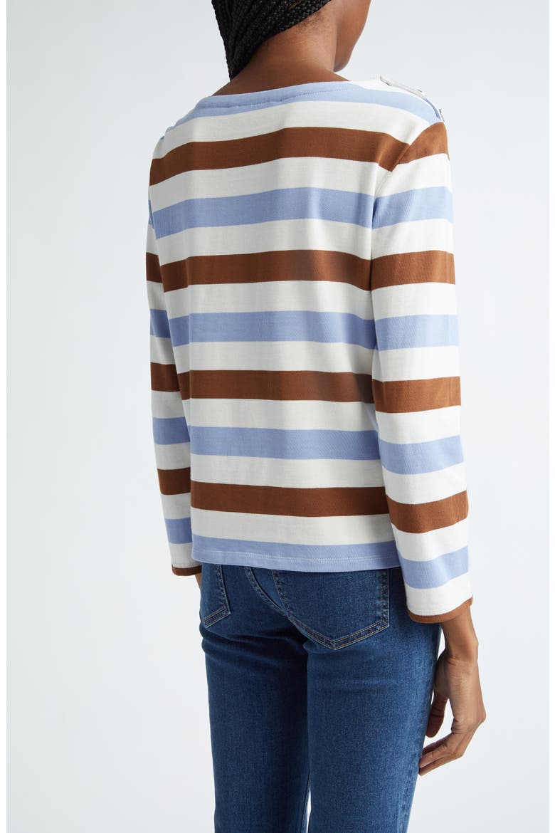 Hovey Stripe Boat Neck Cotton T-Shirt, Alternate, color, WHITE/ HYDRANGEA/ DEEP