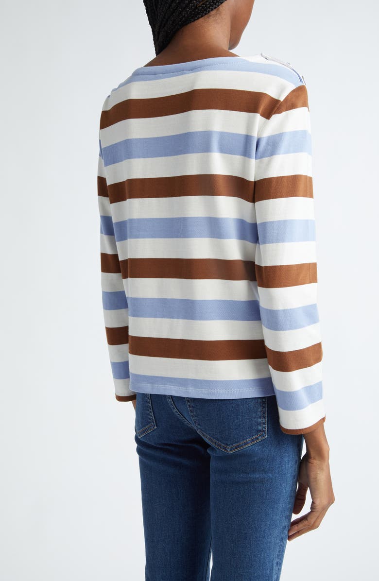 Veronica Beard Hovey Stripe Boat Neck Cotton T-Shirt, Alternate, color,