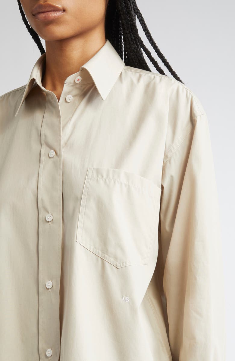 Victoria Beckham Crop Button-Up Shirt, Alternate, color, Pumice