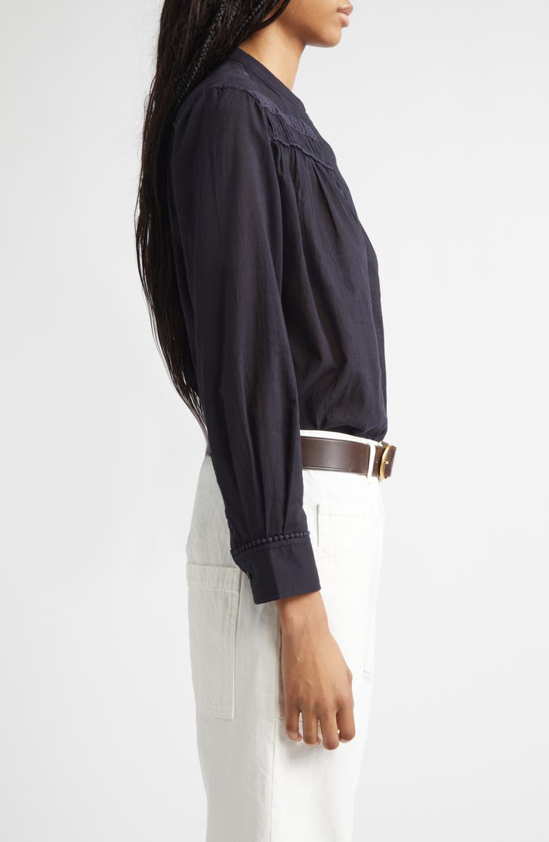 Nili Lotan Clarys Shirred Yoke Top, Alternate, color, Midnight