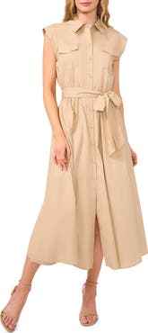 CeCe Short Sleeve Cotton Midi Shirtdress