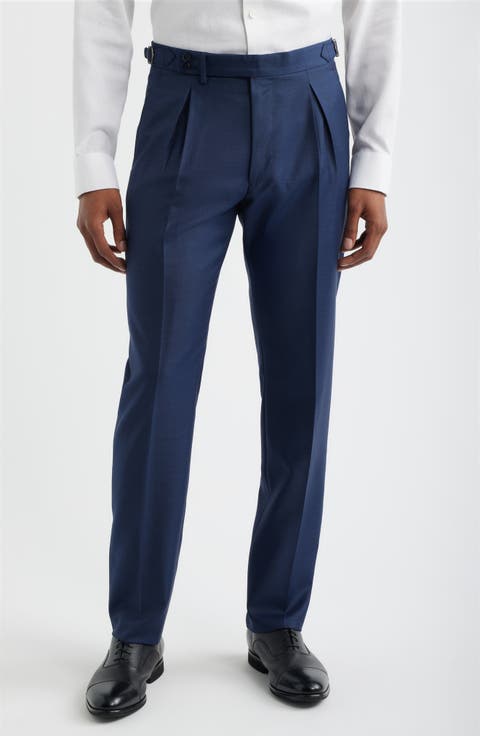 Danny Pleated Solid Wool Dress Pants