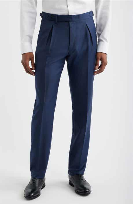Zanella Danny Pleated Solid Wool Dress Pants
