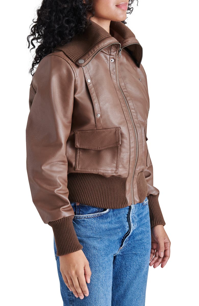 Steve Madden Caprice Faux Leather Bomber Jacket, Alternate, color, 