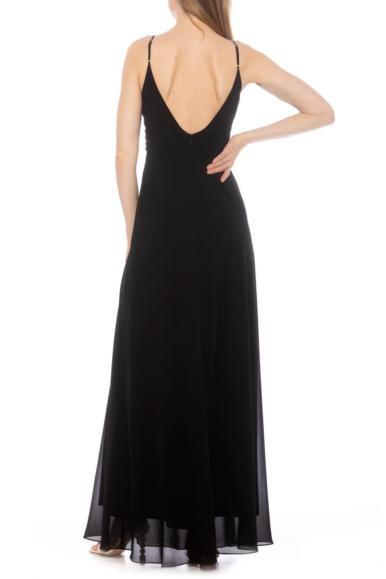 Layla Rosette Maxi Dress, Alternate, color, BLACK