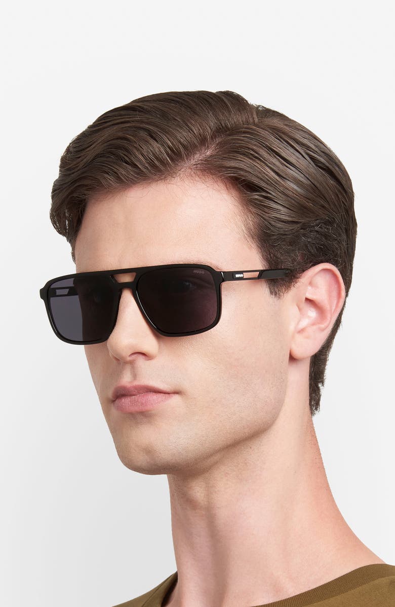 BOSS 58mm Navigator Sunglasses, Alternate, color, Black/ Grey