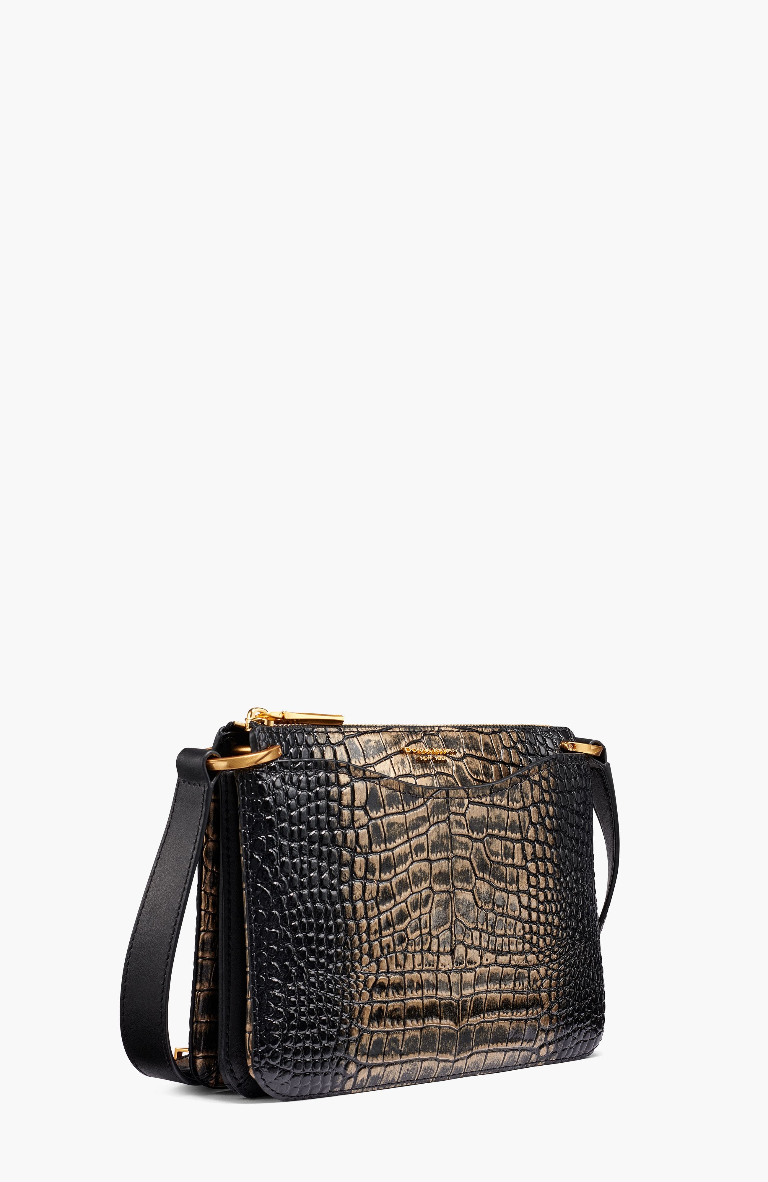 Donna Karan New York Glenwood Metallic Croco Crossbody, Alternate, color, Metallic Croc