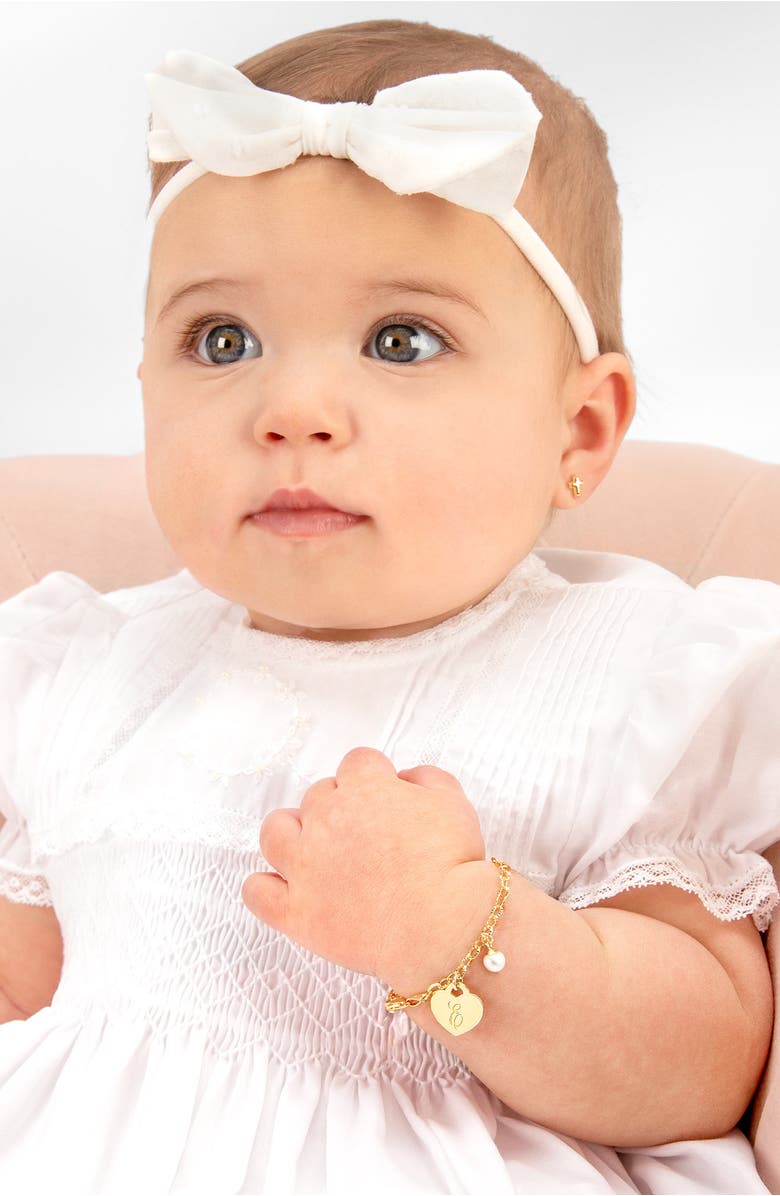 Tiny Blessings 14K Gold Classic Charm Bracelet & Engraved Initial 6.25" Bracelet, Alternate, color, 14K Gold - E