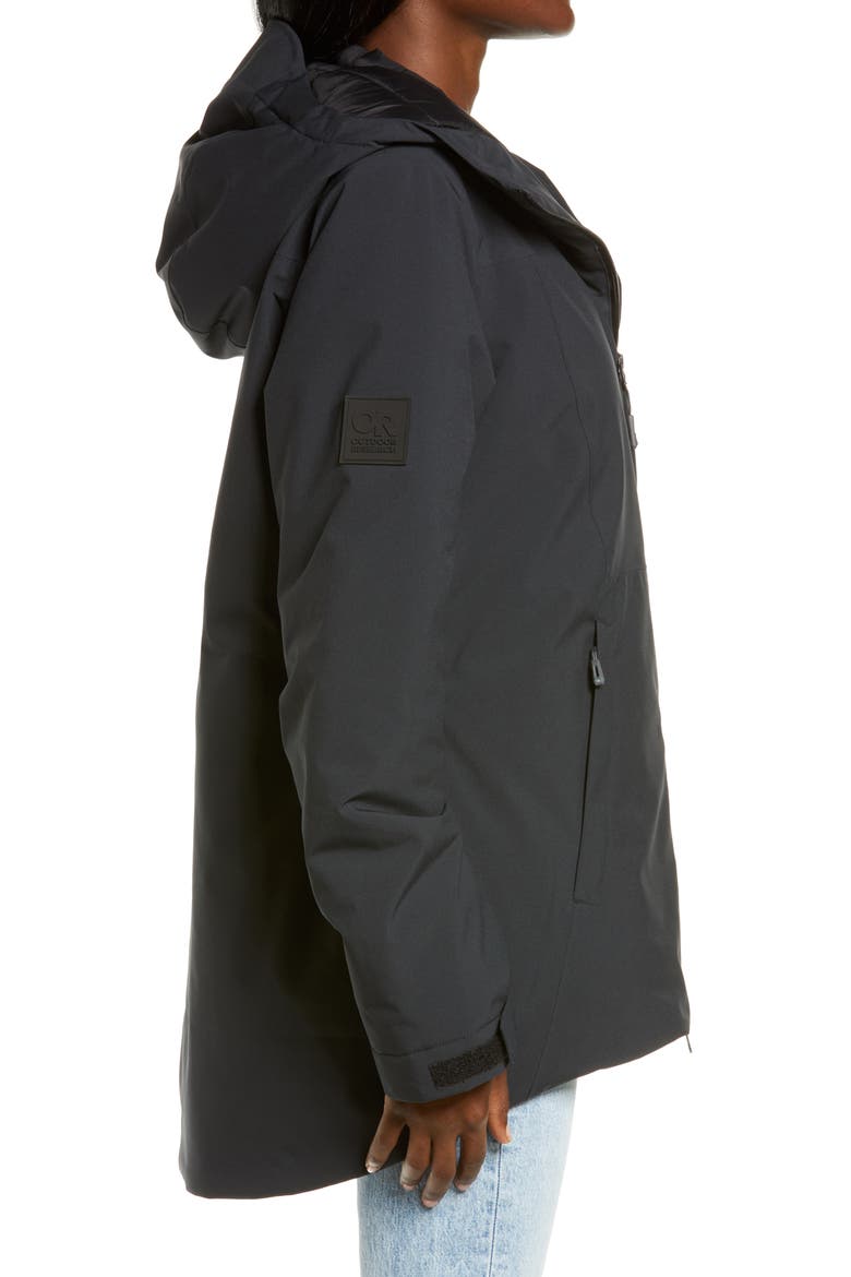 Snowcrew Hooded Ski Jacket, Alternate, color, BLACK