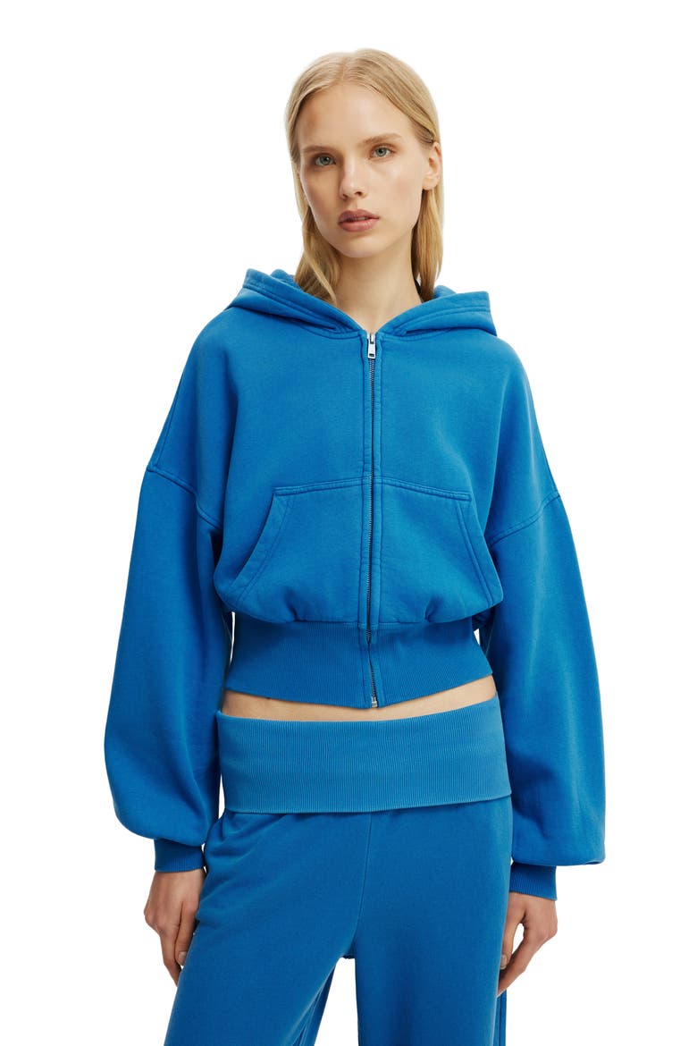 Women's Oversized Zip Through Hoodie, Main, color, Washed Cobalt