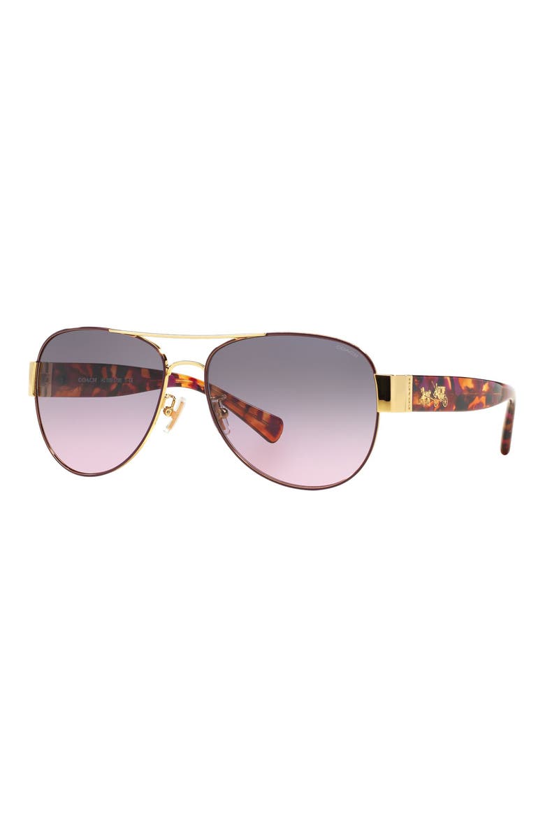 58mm Gradient Lens Aviator Sunglasses, Alternate, color, TORTOISE VIOLET/ VIOLET