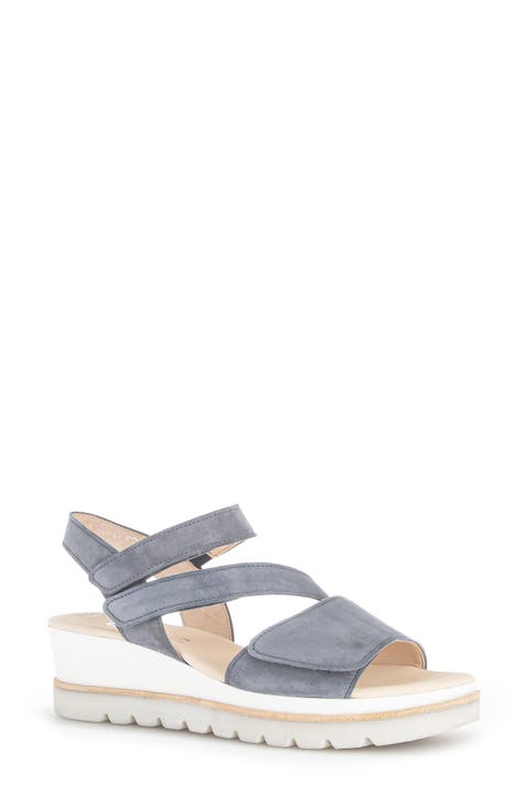 Asymmetric Strappy Wedge Sandal (Women)