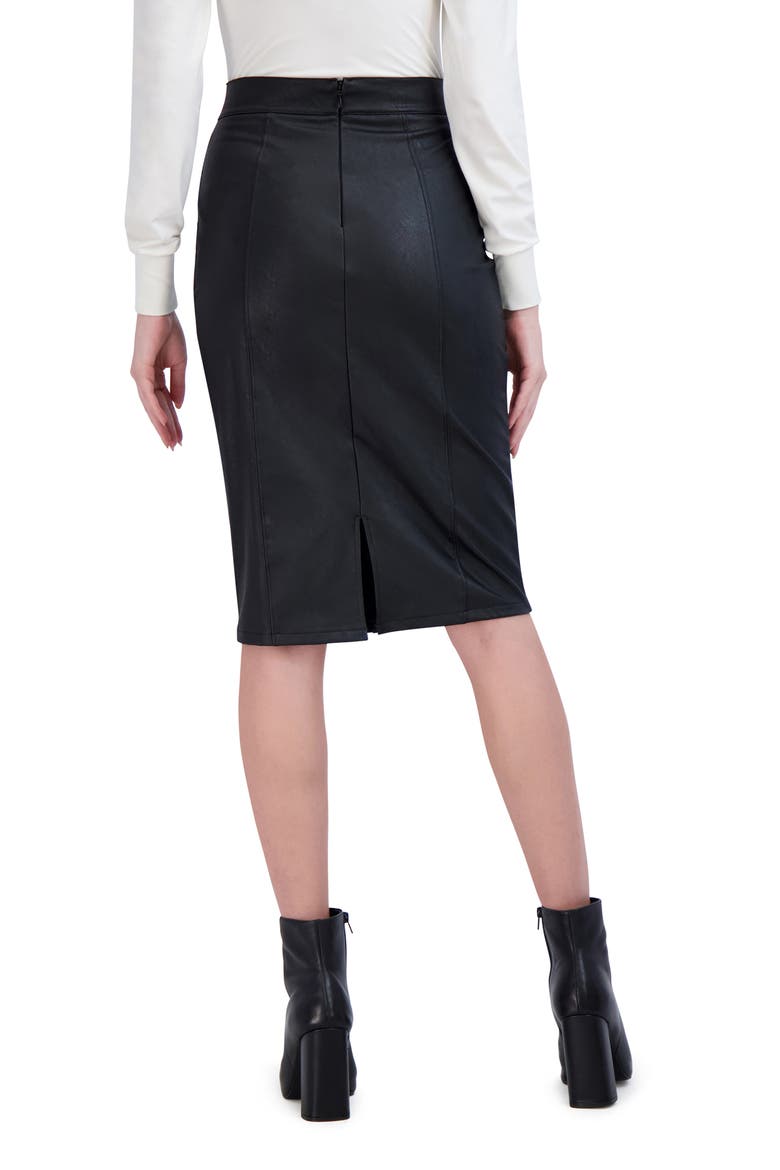 Faux Leather Pencil Skirt, Alternate, color, BLACK