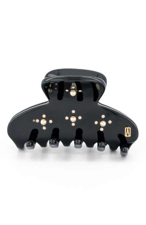 En Pamoison Strass Acetate and Pearls Hair Claw Clip