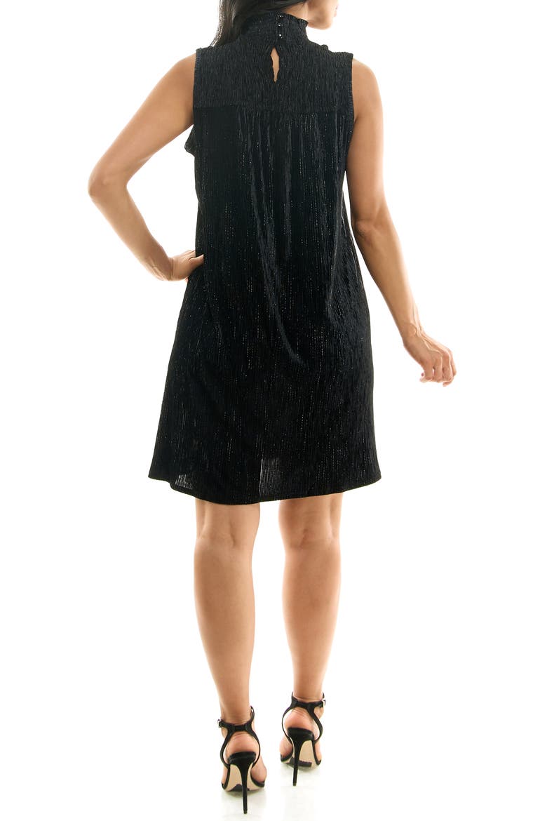 Smocked Crinkled Dress, Alternate, color, BLACK