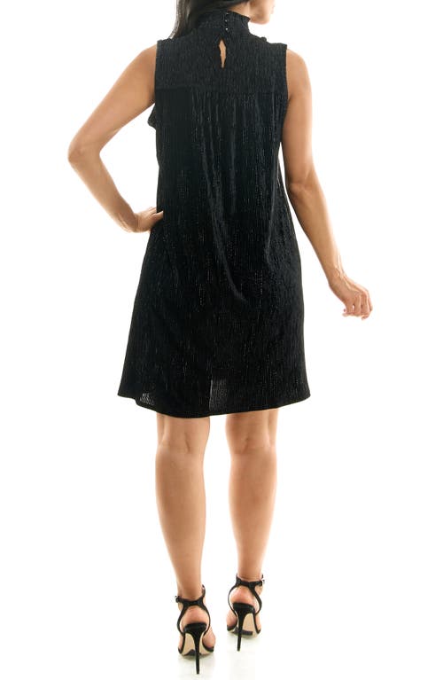 Nina Leonard Smocked Crinkled Dress In Black