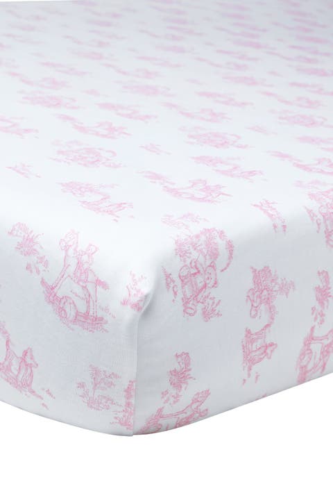 Pink Toile Baby Crib Sheets - Baby