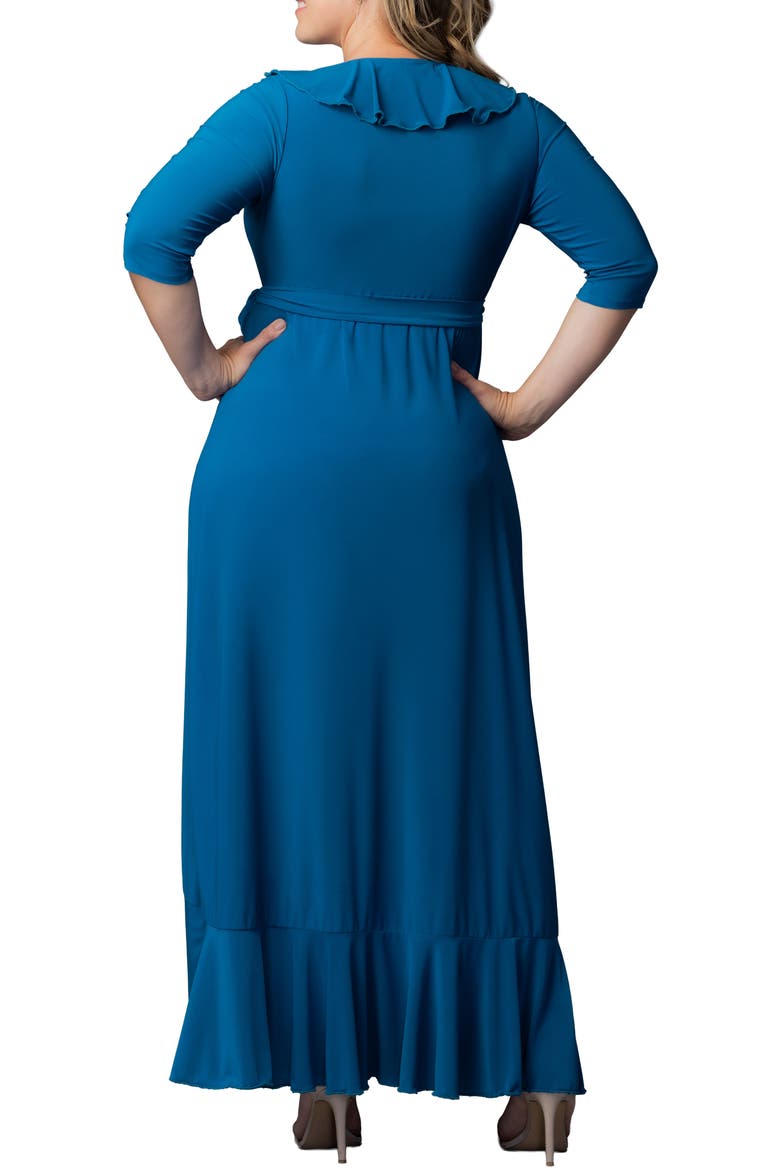 Maritime Ruffle Wrap Maxi Dress, Alternate, color, AEGEAN BLUE