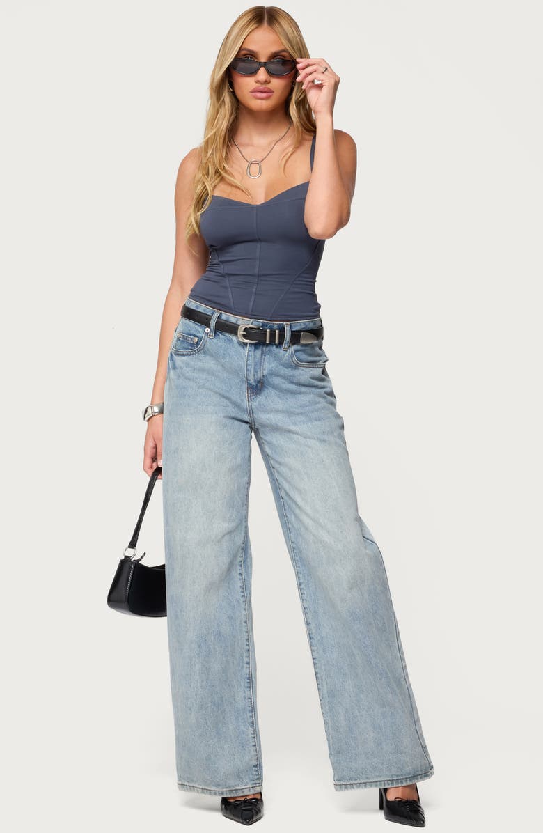 EDIKTED Katanaya Lace-Up Tank, Alternate, color, Navy