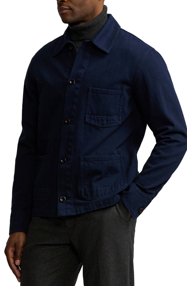 Ralph Lauren Purple Label Cotton Herringbone Button-Up Chore Coat, Alternate, color, 