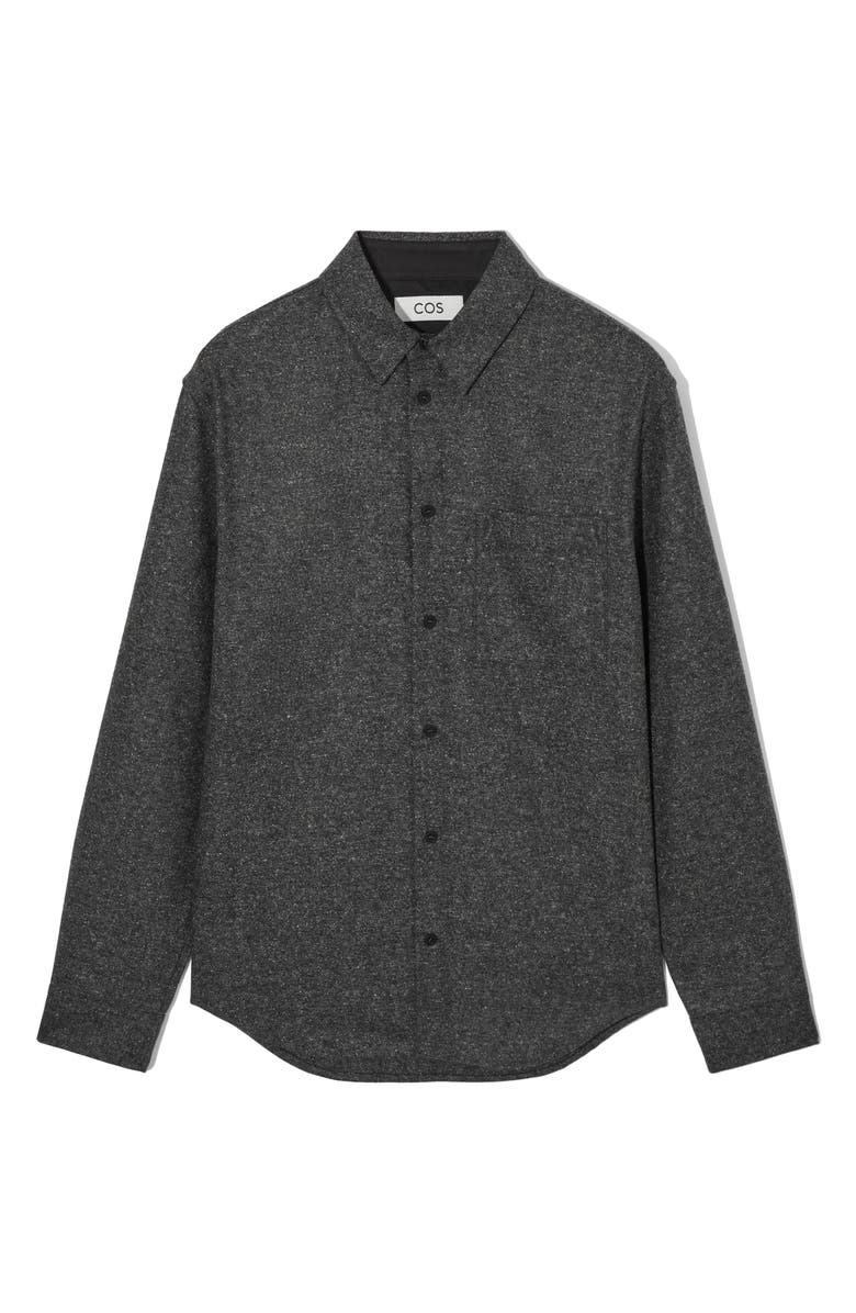 COS Textured Wool Blend Button-Up Shirt, Alternate, color, 