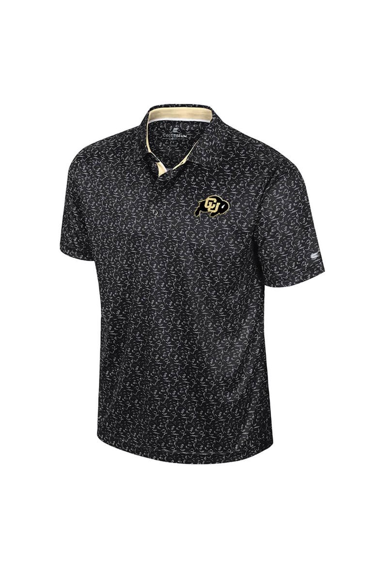 Men's Colosseum Black Colorado Buffaloes Sublimated Golf Polo, Alternate, color, Black