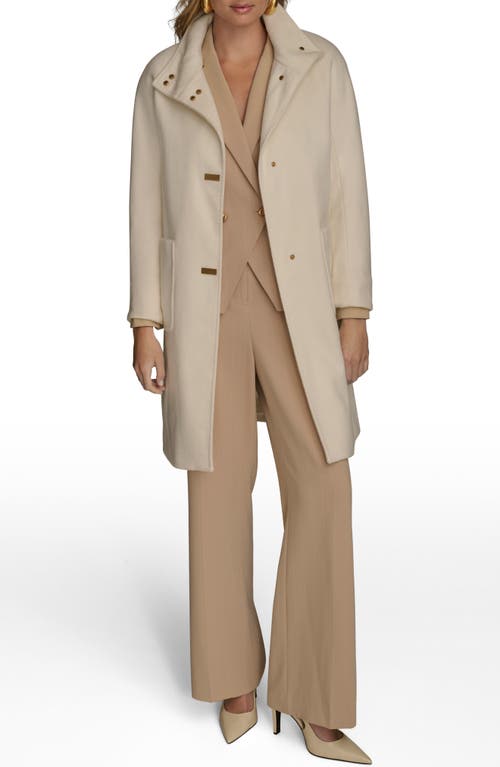 Donna Karan New York Convertible Collar Wool Blend Coat In White
