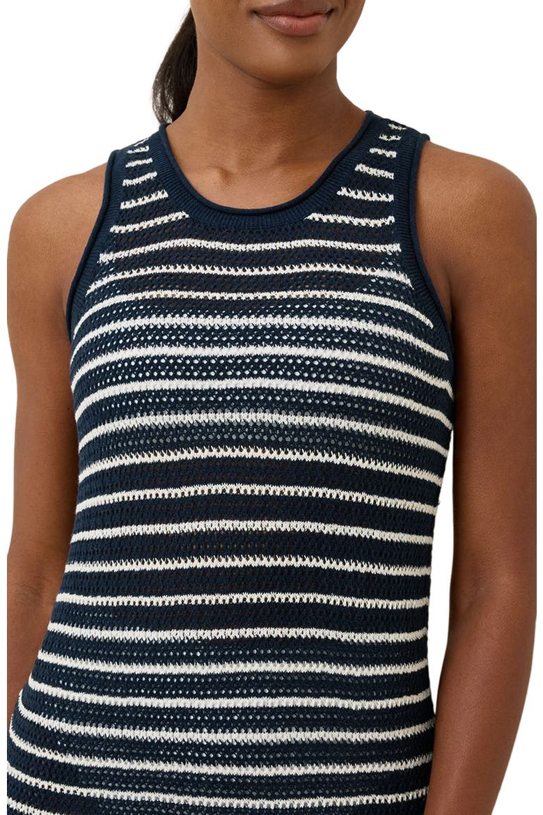 Beachside Linen Crochet Cover-Up Made with Organic Cotton, Alternate, color, Capri Stripe
