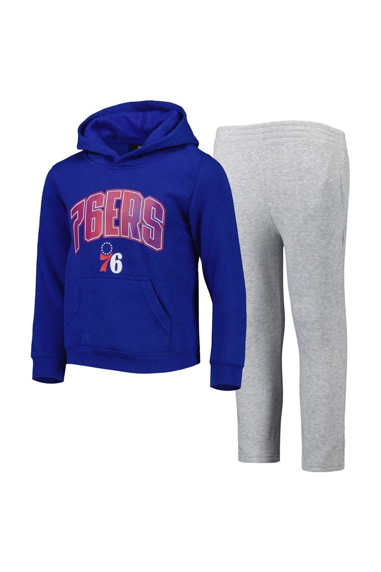 Preschool Royal/Heather Gray Philadelphia 76ers Double Up Pullover Hoodie & Pants Set, Main, color, Royal