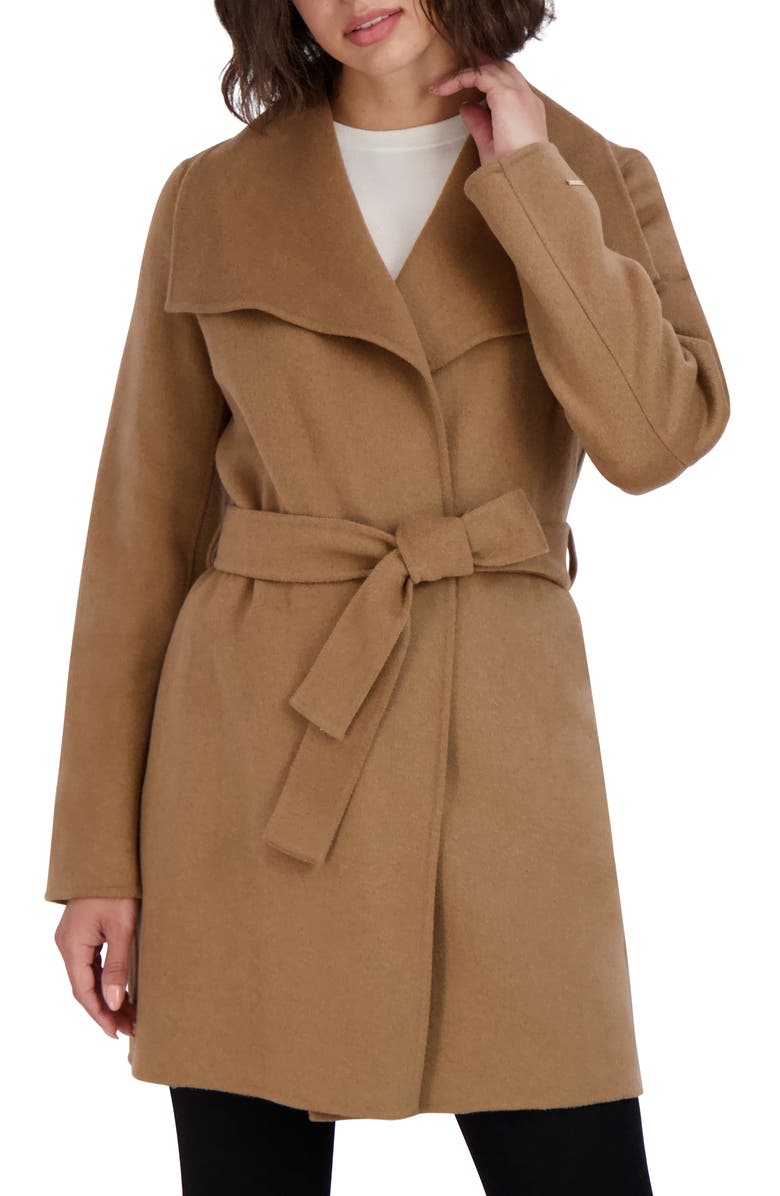 Tahari Ella Tie Belt Wool Blend Coat, Main, color,