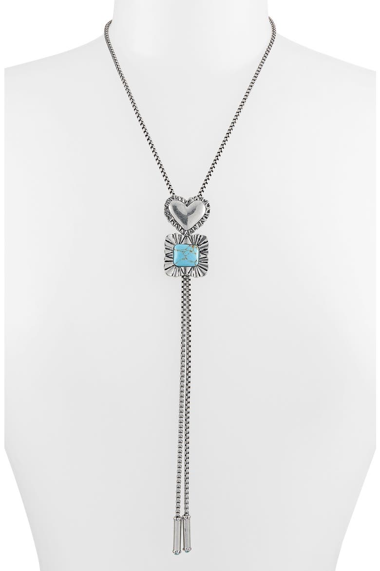 Ruffle Heart Bolo Necklace, Alternate, color, TURQUOISE