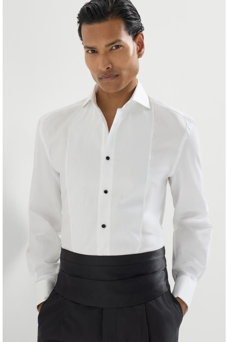Tuxedo shirt with pleating, Alternate, color, White