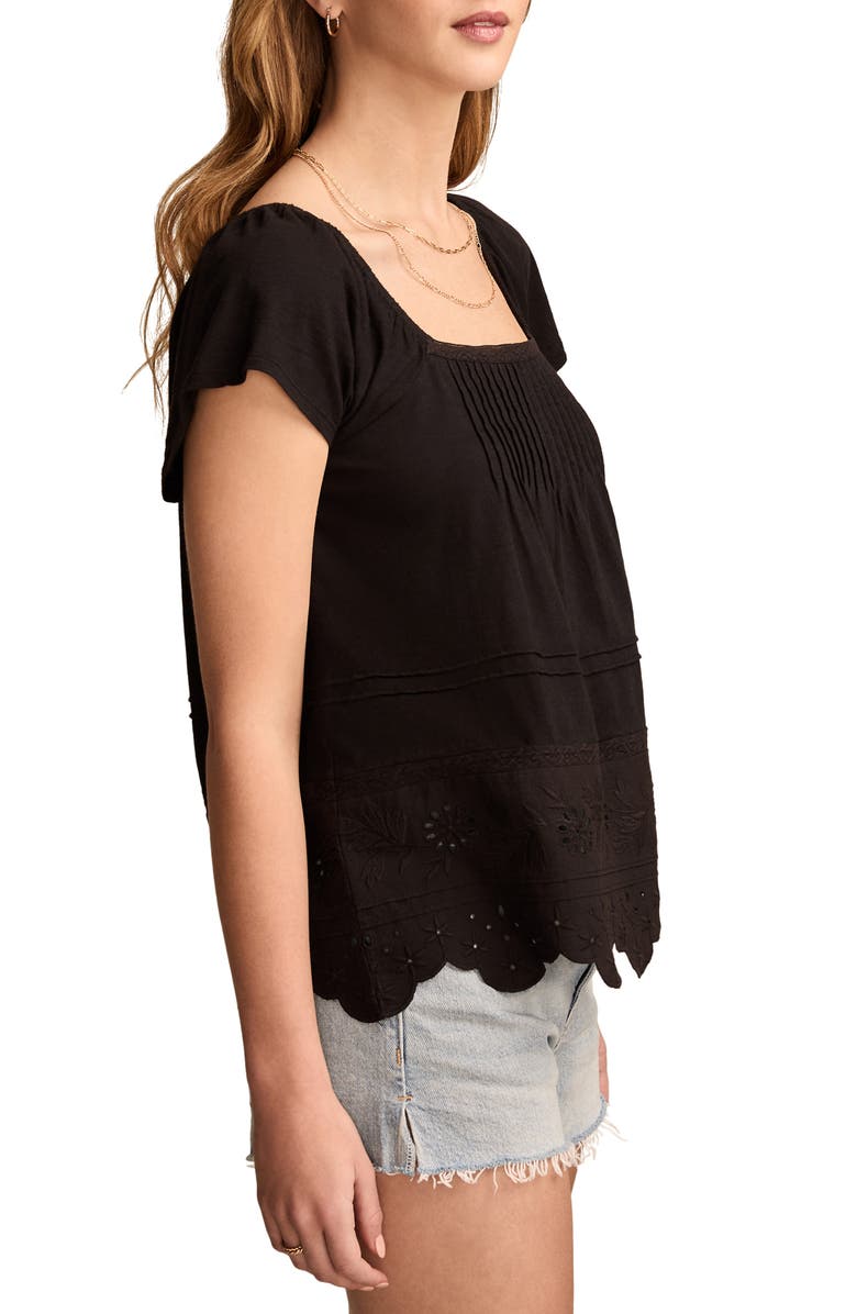 Lucky Brand Embroidered Eyelet Square Neck Top, Alternate, color, Meteorite