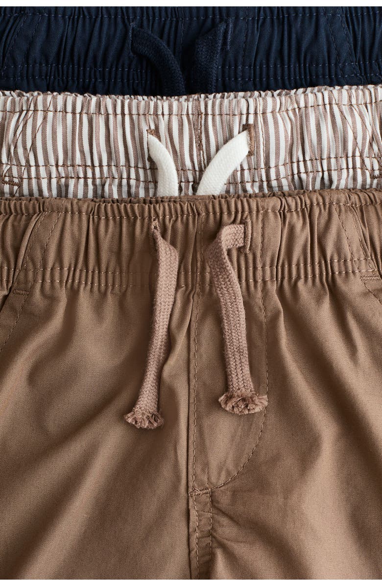 H&M 3-pack Cotton Shorts, Alternate, color, Light Brown/Navy Blue