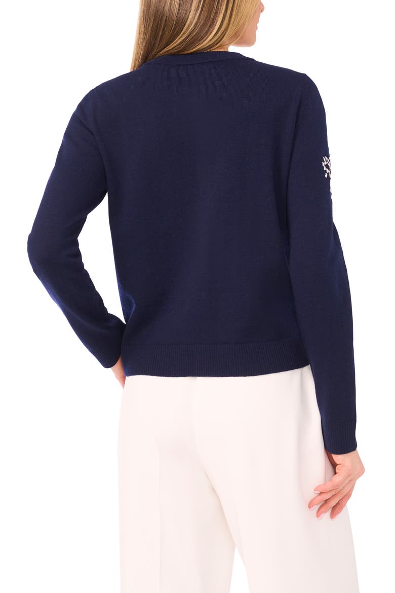 Embroidered Floral Button Front Cardigan, Alternate, color, CLASSIC NAVY