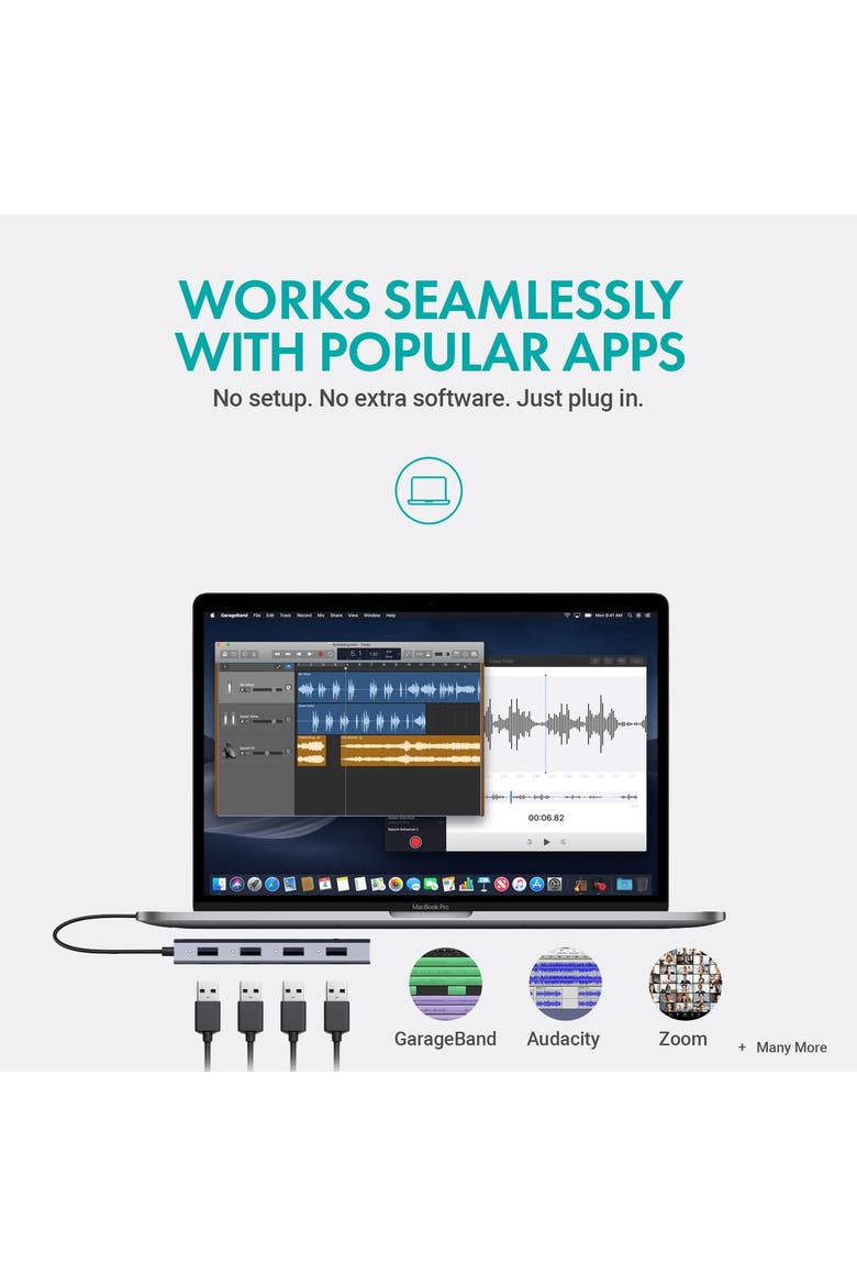 UMX-1 USB Microphone Hub - Connects 4 USB Microphones to Computers, Alternate, color, Black