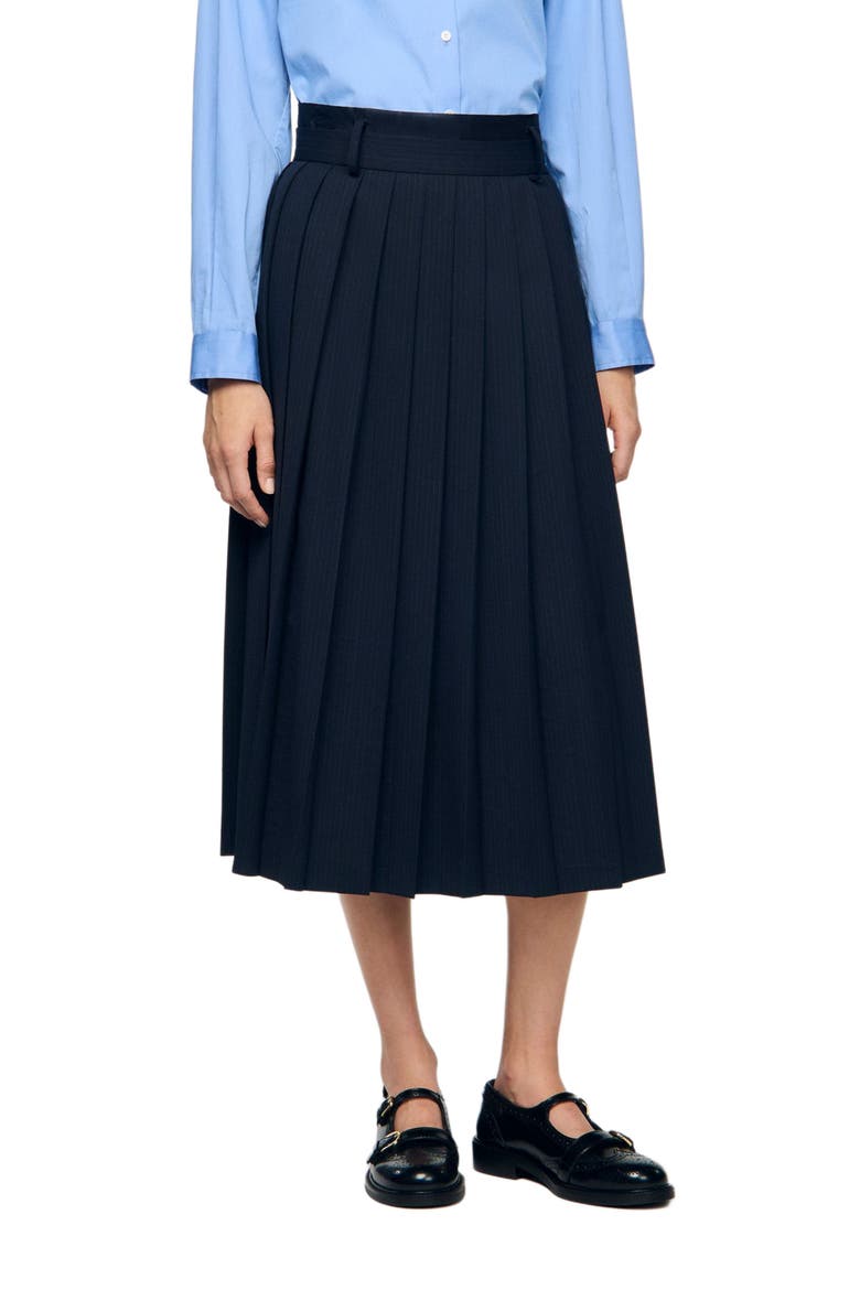 Midi pleated skirt, Main, color, Navy blue