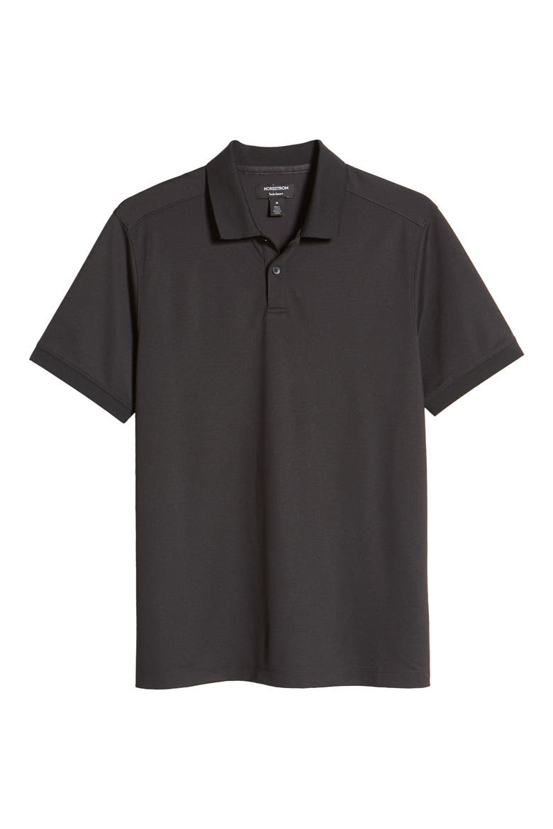 Tech-Smart Piqué Performance Polo, Alternate, color, BLACK MELANGE