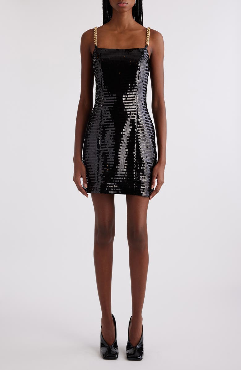 Balmain Paillette Chain Strap Dress, Main, color, 