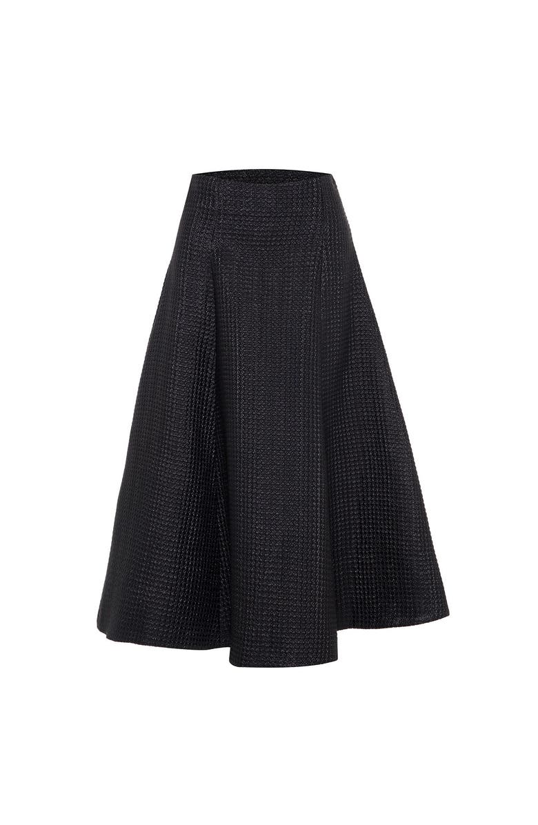 THEO The Label Cleo Jacquard Fluted Midi Skirt, Main, color,