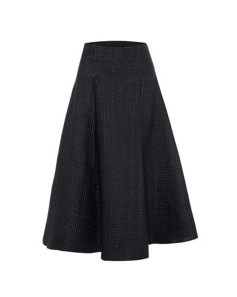 Black Maxi Embroidered Wool Skirt 4612
