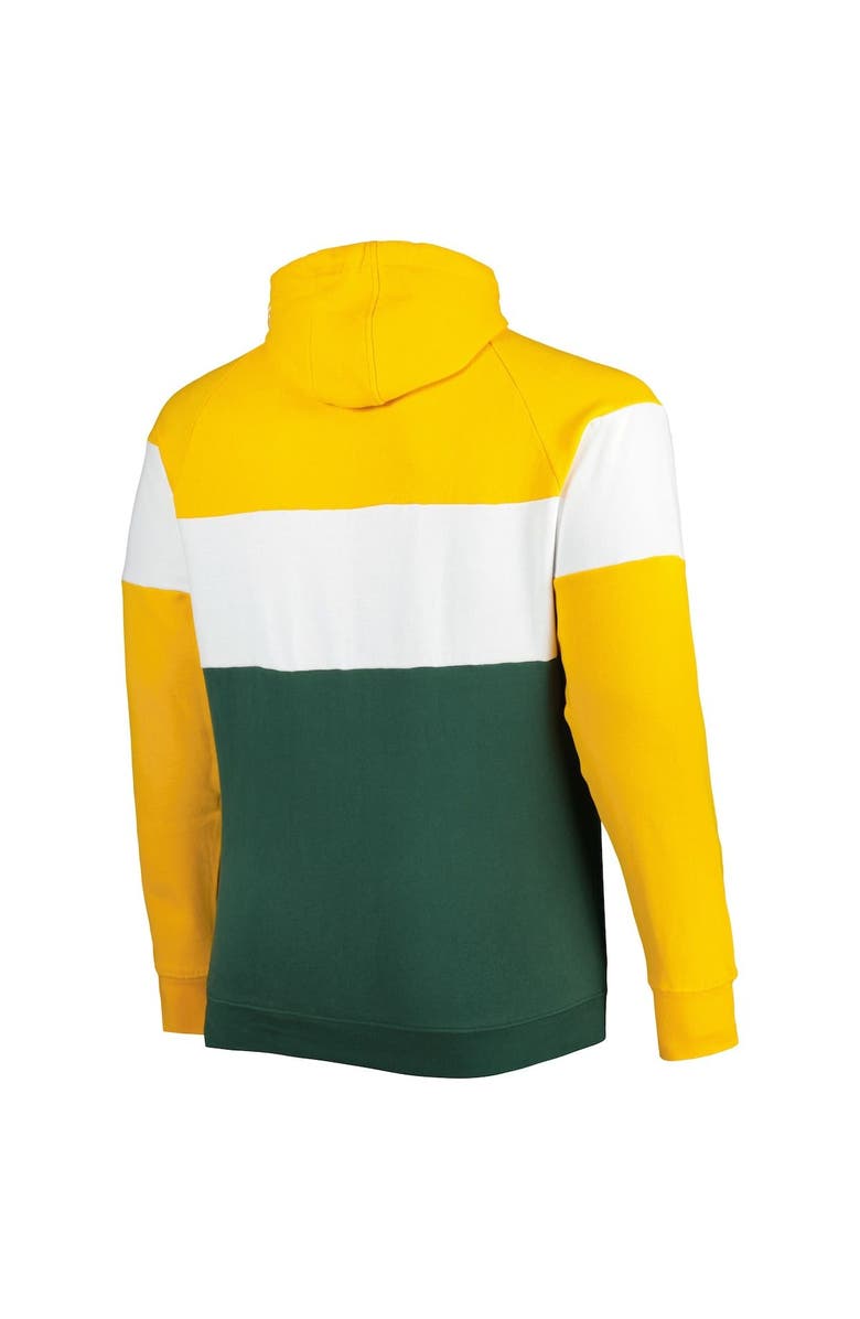 New Era Men's New Era Gold/Green Green Bay Packers Big & Tall Throwback Colorblock Fleece Raglan Pullover Hoodie, Alternate, color, Green