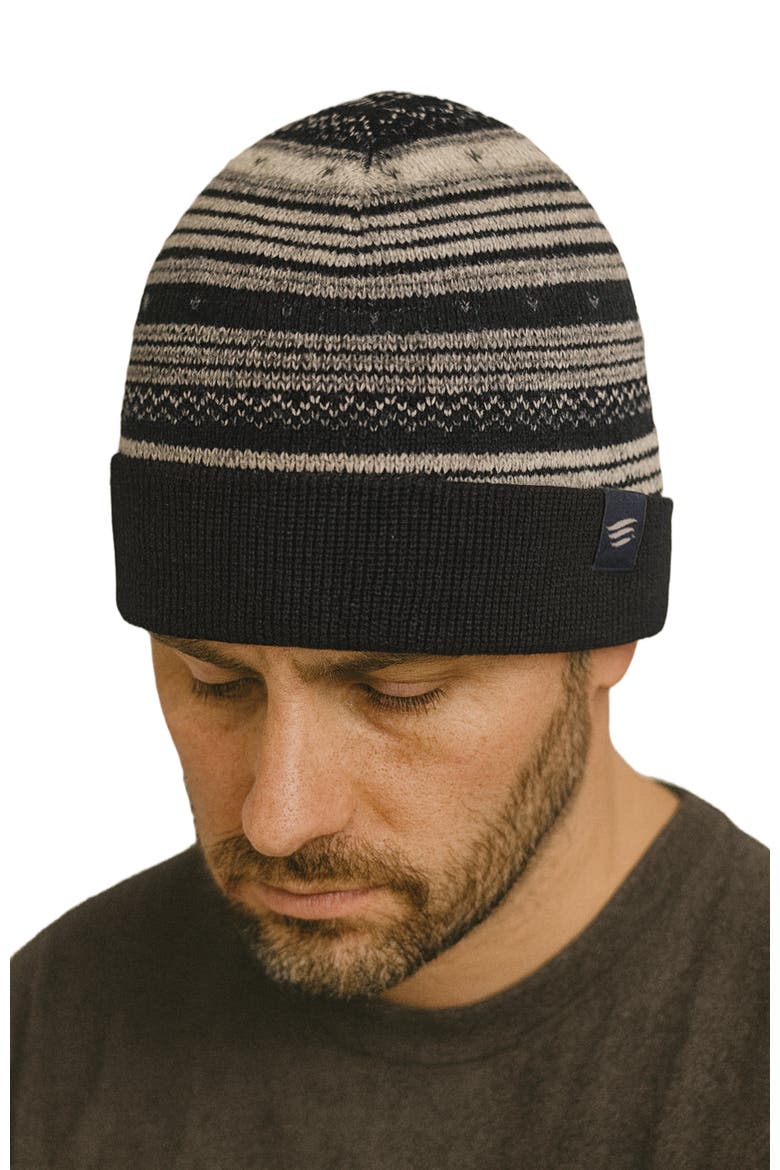 Merino Wool Modern Fair Isle Knit Beanie, Alternate, color, Black